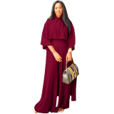 Pre-Fall African Plus Size Women's Two Piece Solid Loose Casual Suit