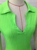 v' Neck Solid Midi Dress African Turndown Collar Casual Short Sleeve Dress