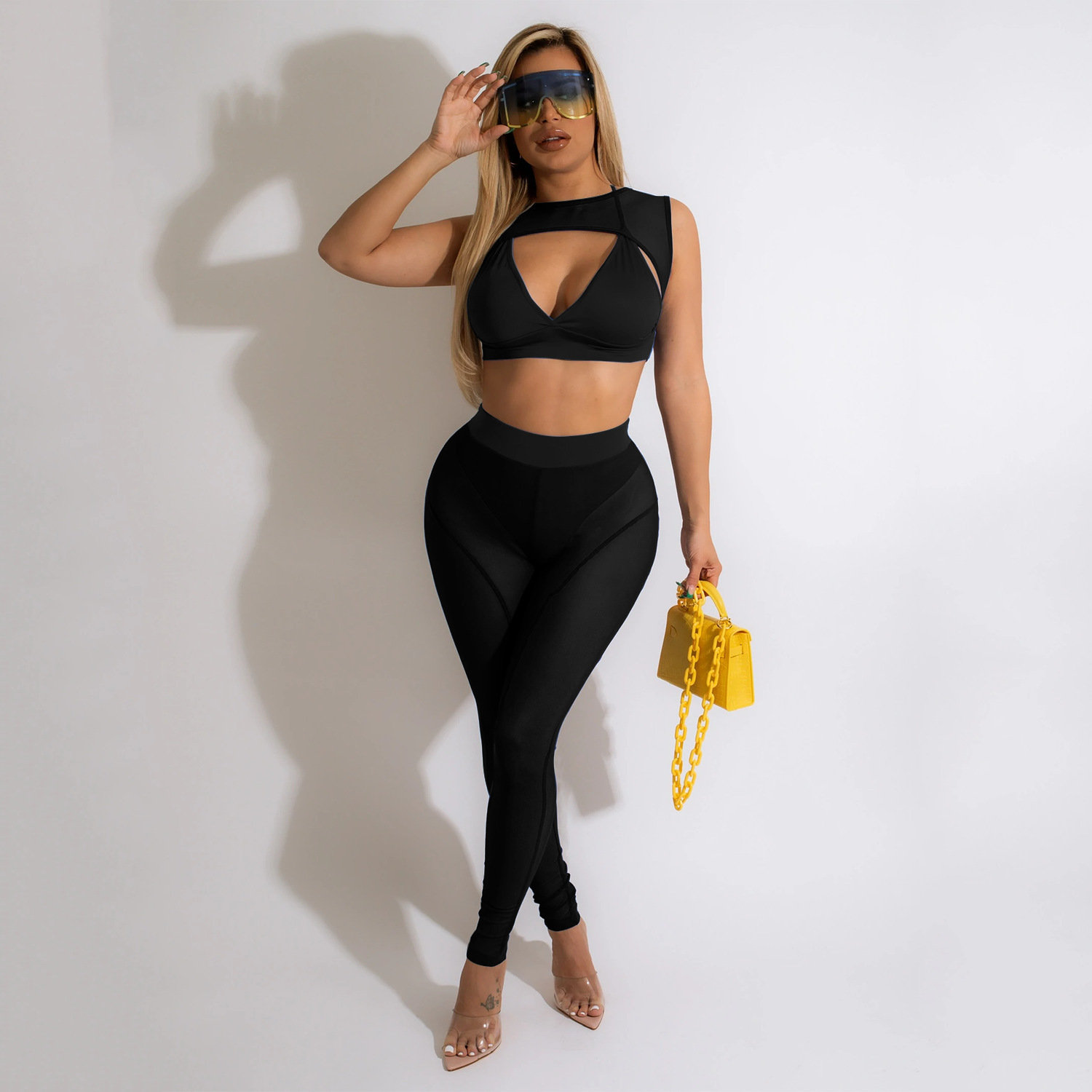 Sexy Mesh Yoga Pants Outfits Designer Womens Clothing Summer Crop