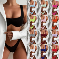 Traje de baño de bikini sexy de color sólido para mujer