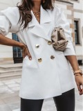 Fall/Winter Casual Women Clothing Double Breasted Solid Blazer Long Sleeve Jacket
