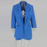 Élégant Turndown Collar Blazer Shorts Solid Two Piece Femme Vêtements