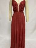 Summer Formal Red Deep-V Strap Evening Dress