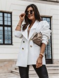 Fall/Winter Casual Women Clothing Double Breasted Solid Blazer Long Sleeve Jacket