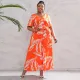 Plus Size High Waist Trendy V-Neck Floral Print Sexy Maix Dress