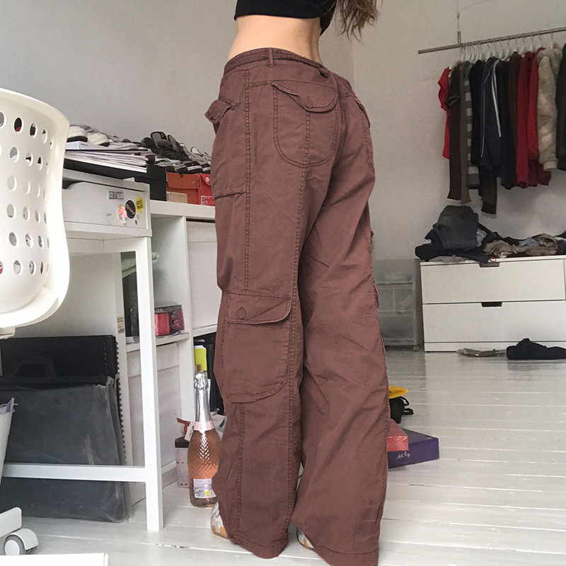 Women Summer Sports Style Solid Color Basic Cargo Pants Loose