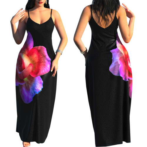 Casual Fashion Summer Loose Sleeveless V-Neck Strap Dress