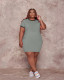 Plus Size Women Summer Casual Solid Short Sleeve Dress