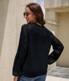 Women Fall V-neck Cutout Button Knitting Jacket