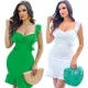 Women Summer Straps Ruffles Bodycon Dress