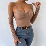 Women Sexy Backless Straps Off Shoulder Top