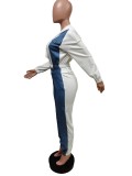 Mujer Otoño/Invierno Casual Patchwork Denim Top con capucha + Pantalones Conjunto de dos piezas