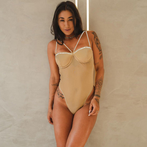 Комбинезон Summer Beaded Strap See Through Mesh Sexy Bodysuit