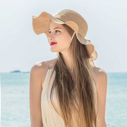 Cappello da donna con immagine Cappello traspirante da spiaggia Protezione solare Cappello di paglia per adulti