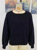 Women Fall Winter Long Sleeve Round Neck Loose Solid Sweater