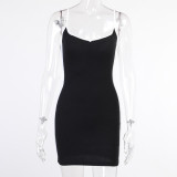 Women Summer Sexy Contrast Color Tight Fitting Slim Strap Bodycon Dress