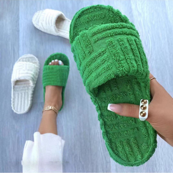 Spring And Autumn Platform Fur Slippers Plus Size Women Towel Slippers