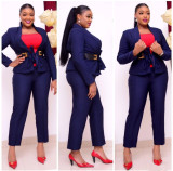 Plus Size African Women Clothes Blazer With Signature Leather Belt