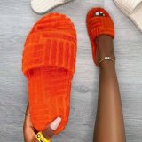 Spring And Autumn Platform Fur Slippers Plus Size Women Towel Slippers