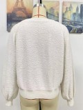 Women Fall Winter Long Sleeve Round Neck Loose Solid Sweater
