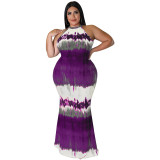 Plus Size Women's Summer Tie Dye Print Sexy Bodycon Dress
