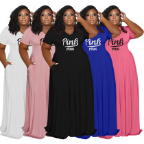 Ladies Plus Size Dress Casual Fashion Turndown Collar Print Ladies