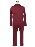 Spring/Summer Ladies Long Sleeve Casual Suit Solid Color Plus Size Suit Pants Two Piece