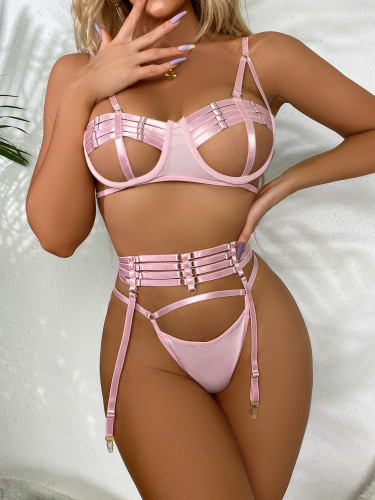 Dessous-Bikini Sexy Dessous-Bikini-Strumpfband ausgeschnittenes durchsichtiges Set