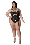 Women's Plus Size Sexy Lace Two Piece Garter Lingerie Set
