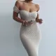 Summer Women's Off Shoulder Rib Long Slim Dress
