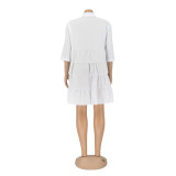 Robe pour femme Robe chemise à manches courtes Jupe courte d'été ample Jupe trapèze