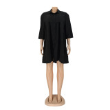 Women's Dress Short Sleeve Shirt Dress Loose Summer Short Skirt A-Line Skirt