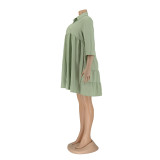 Robe pour femme Robe chemise à manches courtes Jupe courte d'été ample Jupe trapèze