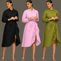 Conjunto de dos piezas de chaqueta corta con chal sólido de otoño/invierno para mujer + vestido plisado sin mangas