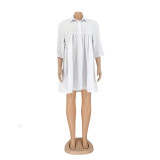 Women's Dress Short Sleeve Shirt Dress Loose Summer Short Skirt A-Line Skirt