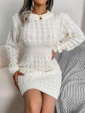 Women Fall/Winter Casual Twist Long Sleeve Bodycon Sweater Dress