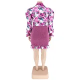 Plus Size Women's Floral Print Long Sleeve Bodycon Dress