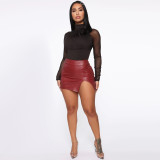 Women's High Waist Bodycon Short Skirts Nightclub pu Leather Zipper Sexy Black Leather Skirts