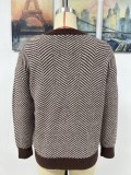 Fall/Winter Striped Fashion Long Sleeve Round Neck Knitting Loose Patchwork Pullover Women Sweater