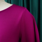 Autumn Professional Purple Ruffle Sleeves Pencil Office Dress