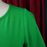 Autumn Professional Green Ruffle Sleeves Pencil Office Dress