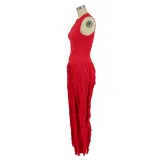 Women's Two Piece Tassel Pants Sleeveless Casual Two Piece Set