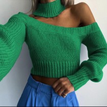 Модный сексуальный топ-свитер с пышными рукавами для женщин