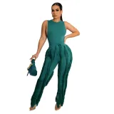 Women's Two Piece Tassel Pants Sleeveless Casual Two Piece Set