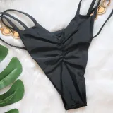 Sexy Removable Pad Bikini Crystal Diamond Swimsuit Bandage Cutout High Waist Two Pieces Swimsuit