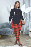 Women's Fashion Casual Print Side Slit Lace-Up Round Neck Tracksuit