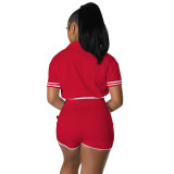 Women's Summer Baseball Uniform Letter Embroidered Zip Casual Sports Two Piece