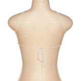 Summer Women'S Sexy Low Back Sleeveless Crop Cutout Tie Slim Strap Top