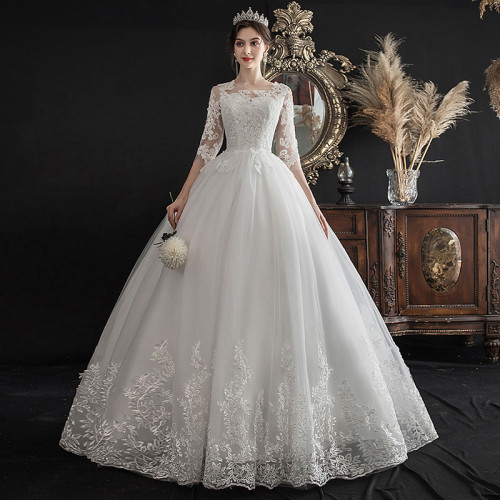 Womens Off Shoulder Dream Fit Half-Sleeve Lace Bridal Wedding Dress