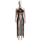 sexy swimsuit boho see-through sexy cover-up dress